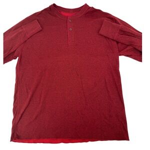 LL Bean Henley Shirt Large Mens Red Long Sleeve Traditional Fit Reg outdoors